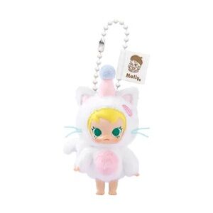 Pop Mart Baby Molly Pocket Friends, white color, “Pet My Head” keychain